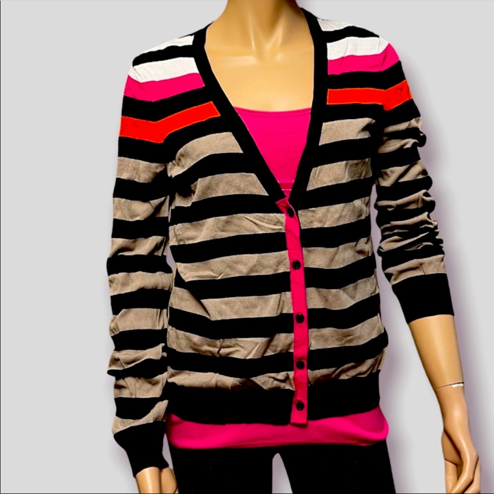 Black striped cardigan